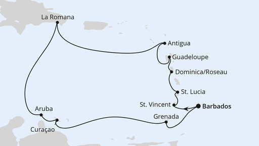 Reiseroute: Karibische Inseln ab Barbados