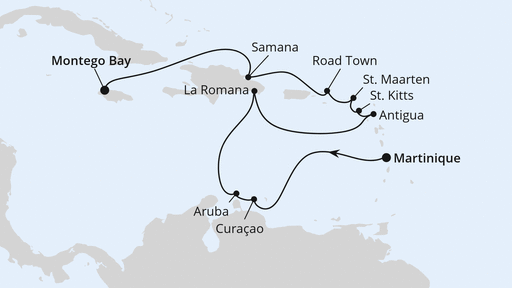 Reiseroute: Karibische Inseln ab Martinique
