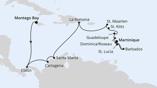 Reiseroute: Mittelamerika & Karibik ab Jamaika