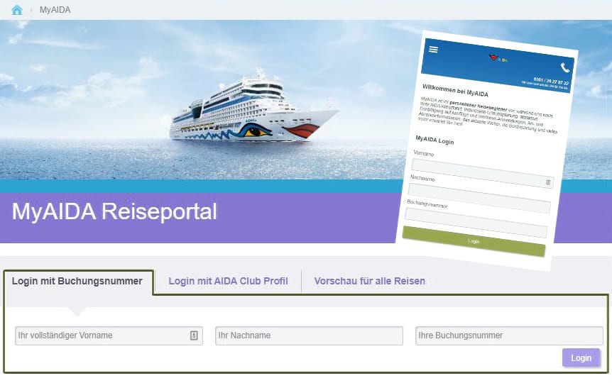 Myaida Login Reise Verwalten Ausflüge Buchen Parken