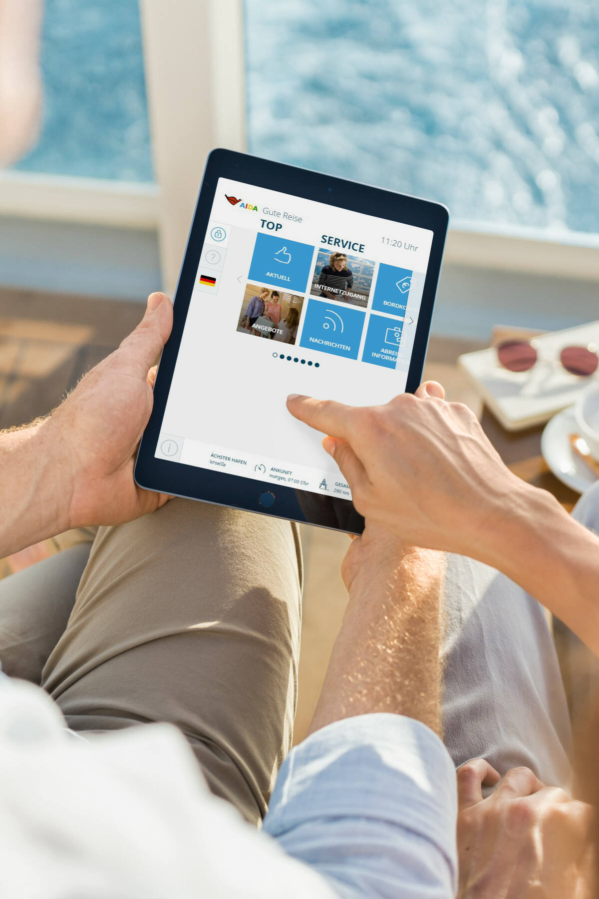 Tablet das im Bortportal angemeldet ist