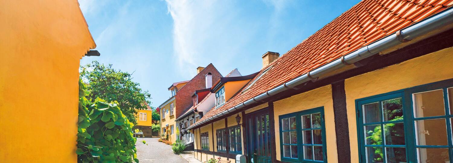 Historische Häuser auf dem Ausflug auf Bornholm