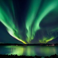 Reise-Highlight Polarlichter im Winter am klaren Nachthimmel