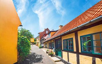 Historische Häuser auf dem Ausflug auf Bornholm